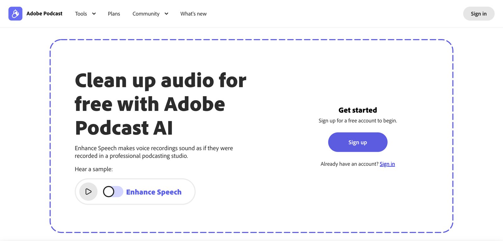 Adobe Podcast (Enhance Speech) screenshot 1